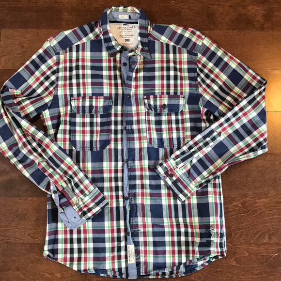 MENS JACK /& JONES SLIM FIT CASUAL DESIGNER SHIRT CHECKED SHORT SLEEVE 5 COLOURS